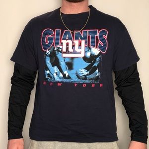 Vintage New York Giants Football T Shirt Navy Blue